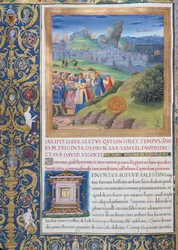 Ms. 1581 f. 108v Illustration aus Buch VI (Vom Tod des Eli bis zum Tod Sauls), Kapitel 1 der Antiquitates Judaicae von Flavius Josephus