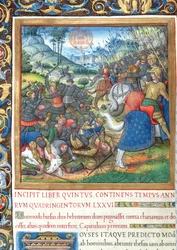 Ms. 1581 f. 154 Illustration aus Buch VIII (Vom Tod Davids bis zum Tod Ahabs), Kapitel 1 der Antiquitates Judaicae von Flavius Josephus