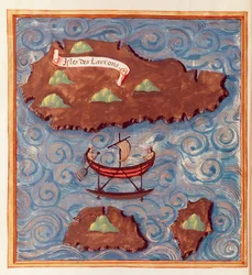 Ms 24224 Fol.20v Karte der Ladronen-Inseln, aus einem Bericht über die Reise von Ferdinand Magellan