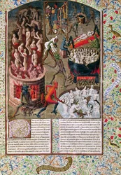 Ms 246 f.383r Hölle, aus der französischen Übersetzung von De Civitate Dei von St. Augustinus von Hippo (354-430)
