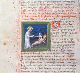 Erschaffung Evas, aus der Bible des Grands Augustins, 1494