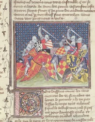 Ms 3480 Ritter im Kampf, aus dem Livre de Messire Lancelot du Lac