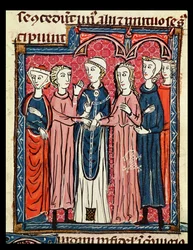 Ms 372 fol.153 Eine Hochzeit, aus Decrets de Gratien