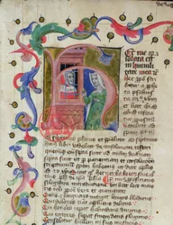 Ms 3859 Miniatur des Philosophen Boethius (ca. 480-524) im Gefängnis