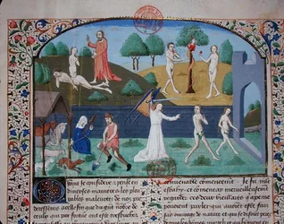 Ms 3878 Die Erschaffung Evas, Die Versuchung und Die Vertreibung von Adam und Eva, aus 