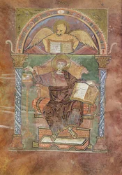 Ms 4 fol.66v St. Markus, aus dem Evangelium von St. Riquier, ca. 800