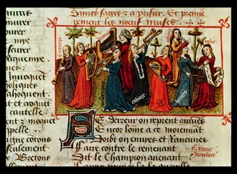 Die neun Musen aus Le Champion des Dames von Martin le Franc (1410-61) 1451