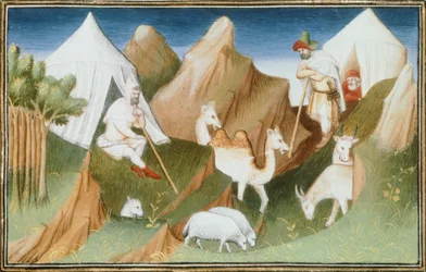 Ms Fr 2810, Karachar-Nomaden mit ihren Herden, Miniatur aus 
