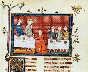 St. Louis speist die Armen, aus Leben und Wunder des St. Louis, ca. 1330-40