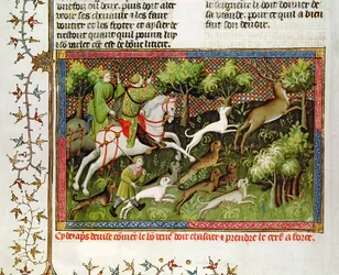 Hirschjagd, aus dem Livre de la Chasse von Gaston Phebus de Foix (1331-91)