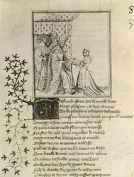 Christine de Pisan (1364-1430) überreicht ihr Werk Louis, Herzog von Orleans (1372-1407) aus dem Brief von Othea an Hector von Christine de Pisan, ca. 1405