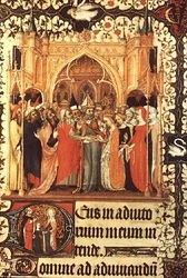 Ms Lat 919 fol.37 Die Hochzeit der Jungfrau, aus den Grandes Heures de Duc de Berry