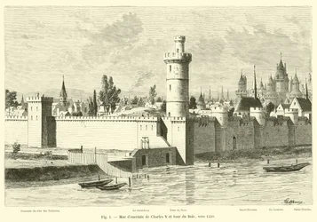 Stadtmauer von Karl V. und Turm des Bois, um 1450