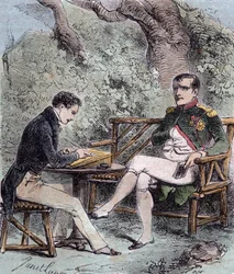 Napoleon auf St. Helena - Napoleon diktiert seine Memoiren an Emmanuel Pons de Las Cases (1800-1854), Sohn von Emmanuel de las Cases - Aus Emmanuel de las Cases, Napoleon, Memorial de Sainte-Helene