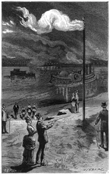 Erdgasbeleuchtung in Pennsylvania (USA), in der Nähe von Pittsburgh. (La Nature. Revue des sciences et de ses applications aux arts et à l