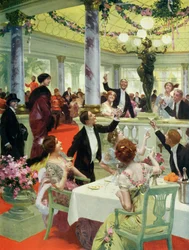 Silvester in einem Restaurant, Illustration aus La Vie Heureuse Magazin, 15. Dezember 1912