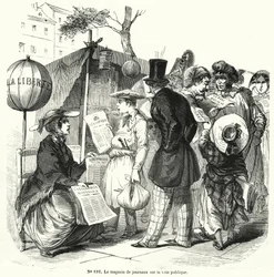 Zeitungsstand auf einer öffentlichen Straße (Stich)