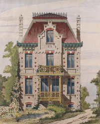 Normannische Villa in Villers-sur-Mer, Normandie, Illustration aus Le Moniteur des architectes, 1883