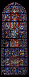 Notre Dame de la Belle Verriere; unten Szenen der Hochzeit zu Kana und der Versuchung Christi in der Wüste
