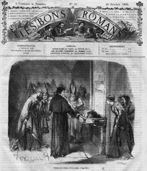 Romanserie: „Notre Dame de Paris“ von Victor Hugo (1802-1885). Der Priester beschließt, Quasimodo zu adoptieren. Gravur in „Les bons romans“