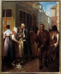 Büro der königlichen Lotterie unter der Restauration Anonymes Gemälde des 19. Jahrhunderts Paris, Musée Carnavalet