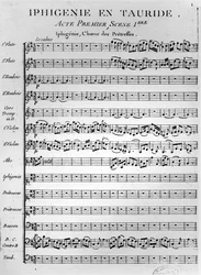 Eröffnungsseite der Partitur von Iphigénie en Tauride von Gluck (Druck)