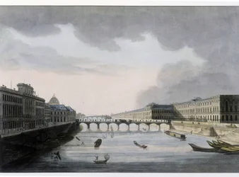 Optische Ansicht von Paris: die Pont des Arts um 1810, Stadt Paris