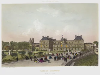 Luxemburg-Palast, Fassade zum Garten (Farblithographie)