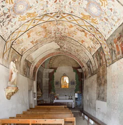 Pfarrkirche Església de la Mare de Déu de Solers. Innenraum. Das Kirchenschiff. Wandmalereien.
