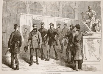 Paschal Grousset in Gewahrsam, Illustration aus Cassells Geschichte des Krieges zwischen Frankreich und Deutschland, 1870-1871