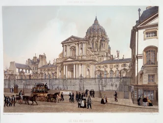 Vorbeigehen an der Kirche Val de Grace in Paris - Lithographie