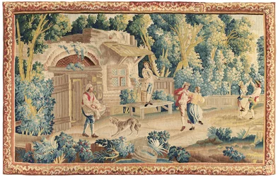 Pastorale Tapisserie, Aubusson, Mitte des 18. Jahrhunderts