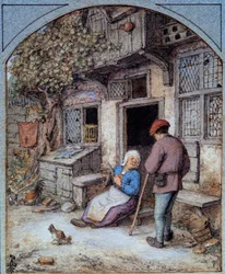 Bauern vor ihrem Haus