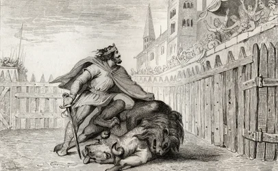 Pippin III. (714-68) der Kurze mit dem Löwen und dem Stier, aus 