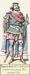 Pippin der Jüngere, 23. König von Frankreich, bestieg den Thron 741, gestorben 752