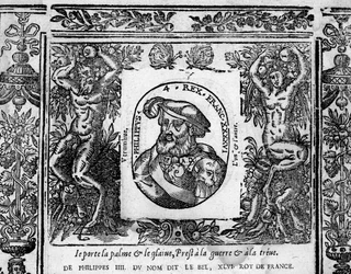 Philipp IV., der Schöne, Porträt in Medaillon graviert
