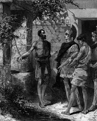 Phokion (Phokion) (402 v. Chr. - 318 v. Chr.) ist ein athenischer Stratege und Redner, der die Gesandten Alexanders des Großen nach dem Sieg von Arbelles empfängt
