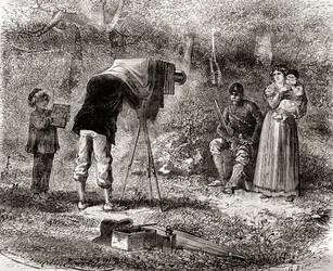 Fotografie im 19. Jahrhundert, aus Les Merveilles de la Science, veröffentlicht um 1870 (Gravur)