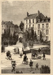 Place Thiers - Innenstadt der Stadt Nancy, im Departement Meurthe-et-Moselle, in der Region Lothringen - Gravur in „PATRIE - Beschreibung der malerischen Frankreich in 6 Bänden“ von Lucien Huard
