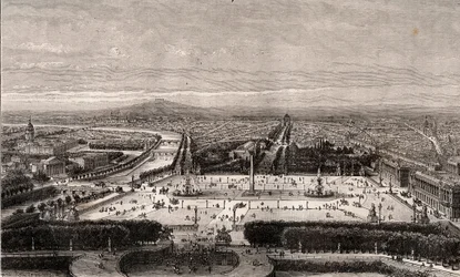 Place de la Concorde in Paris - Gravur in „La France illustrée: géographie, histoire, administration statistique“ von V.A. Malt-Brown. 1884