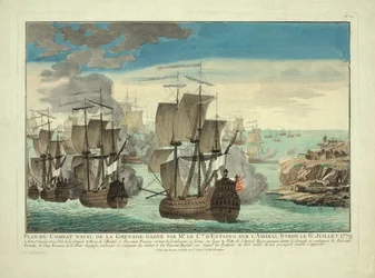 Plan der Seeschlacht von Grenada, gewonnen von Mr. le Cte. D