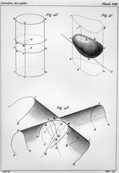 Tafel aus Elements de Géométrie Descriptive von Gaspard Monge, Comte de Peluse