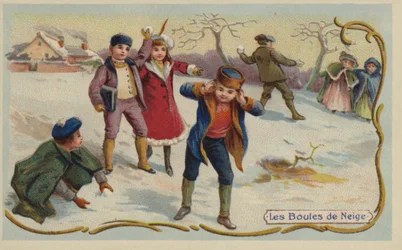 Schneeballschlacht (Chromolithografie)