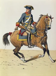 Polizeibeamter um 1750 auf einem Pferd, 19. Jahrhundert