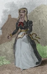 Porträt von Adelaide-Gillette Dufrenoy, französische Dichterin. Gravur von 1876
