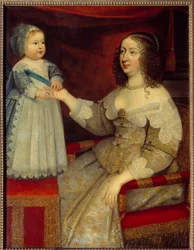 Porträt von Anna von Österreich, Königin von Frankreich (1601-1666) und dem Delfin Ludwig XIV. als Kind (1638-1715)