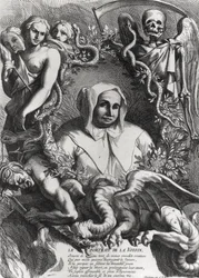 Porträt von Catherine Monvoisin (La Voisin) (1640-80) (Gravur) (s/w Foto)