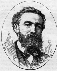 Porträt von Charles Busson (1822-1908), französischer Maler. Gravur in „Le Monde Illustré“ Nr. 890 vom 2. Mai 1874.