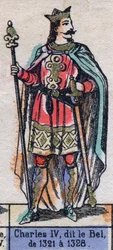Porträt von Karl IV. von Frankreich, bekannt als Karl der Schöne (1294-1328) (Dynastie der Kapetinger). Illustration Ende 19. Jahrhundert