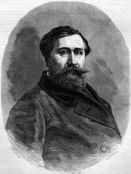 Porträt von Graf Alfred Emilien de Nieuwerkerke (1811-1892), französischer Bildhauer und hoher Beamter. Gravur in „Le Monde Illustré“ Nr. 212 vom 4. Mai 1861.